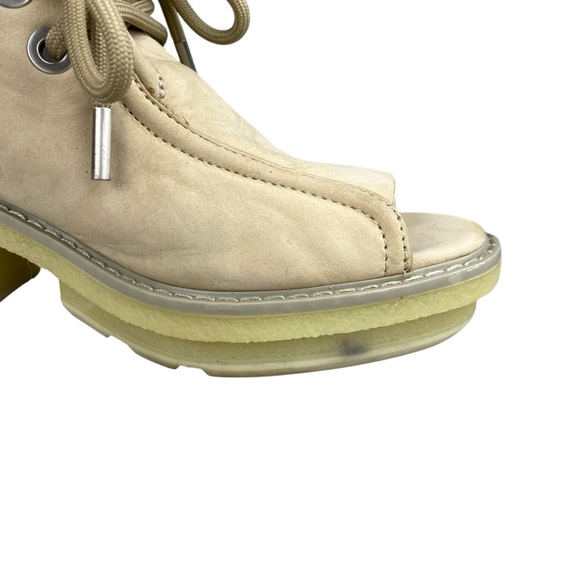 Phillip Lim Open-Toe Platform Chunky Sandal Lace-Up Ivory Beige Leather Boho - Picture 3 of 10